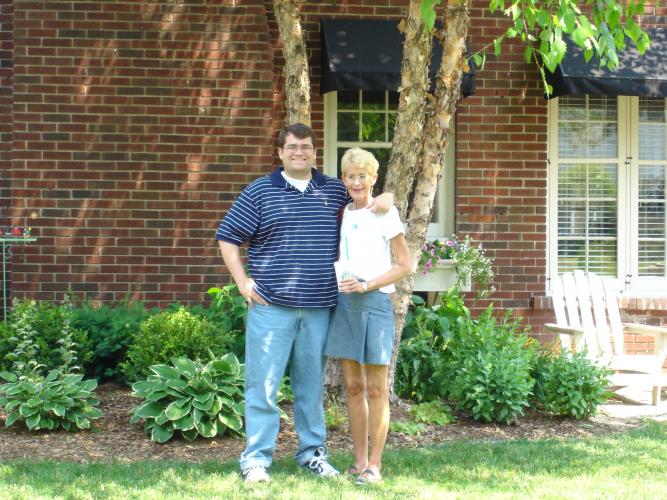 Mom and I at her old home in GR