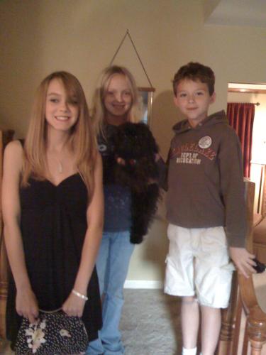 Her gandchildren, Morgan, Madie, & Andy